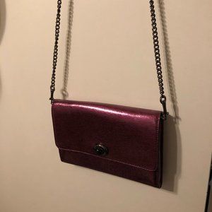Pink Metallic Coach Crossbody Purse with chain